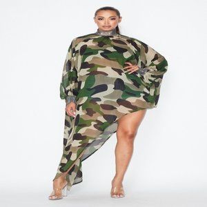 Elegant Camo Embellish Plus Top